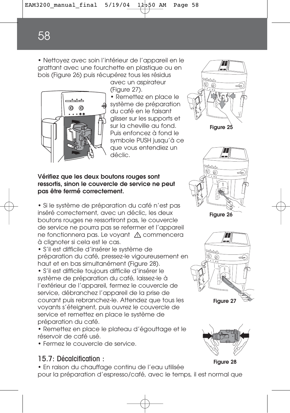 Décalcification | DeLonghi EAM3200 User Manual | Page 58 / 136