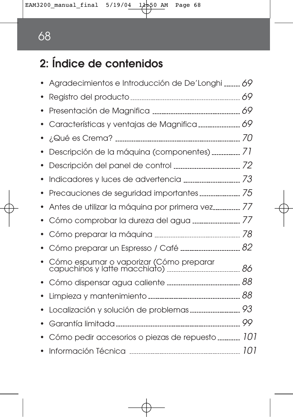 DeLonghi EAM3200 User Manual | Page 68 / 136