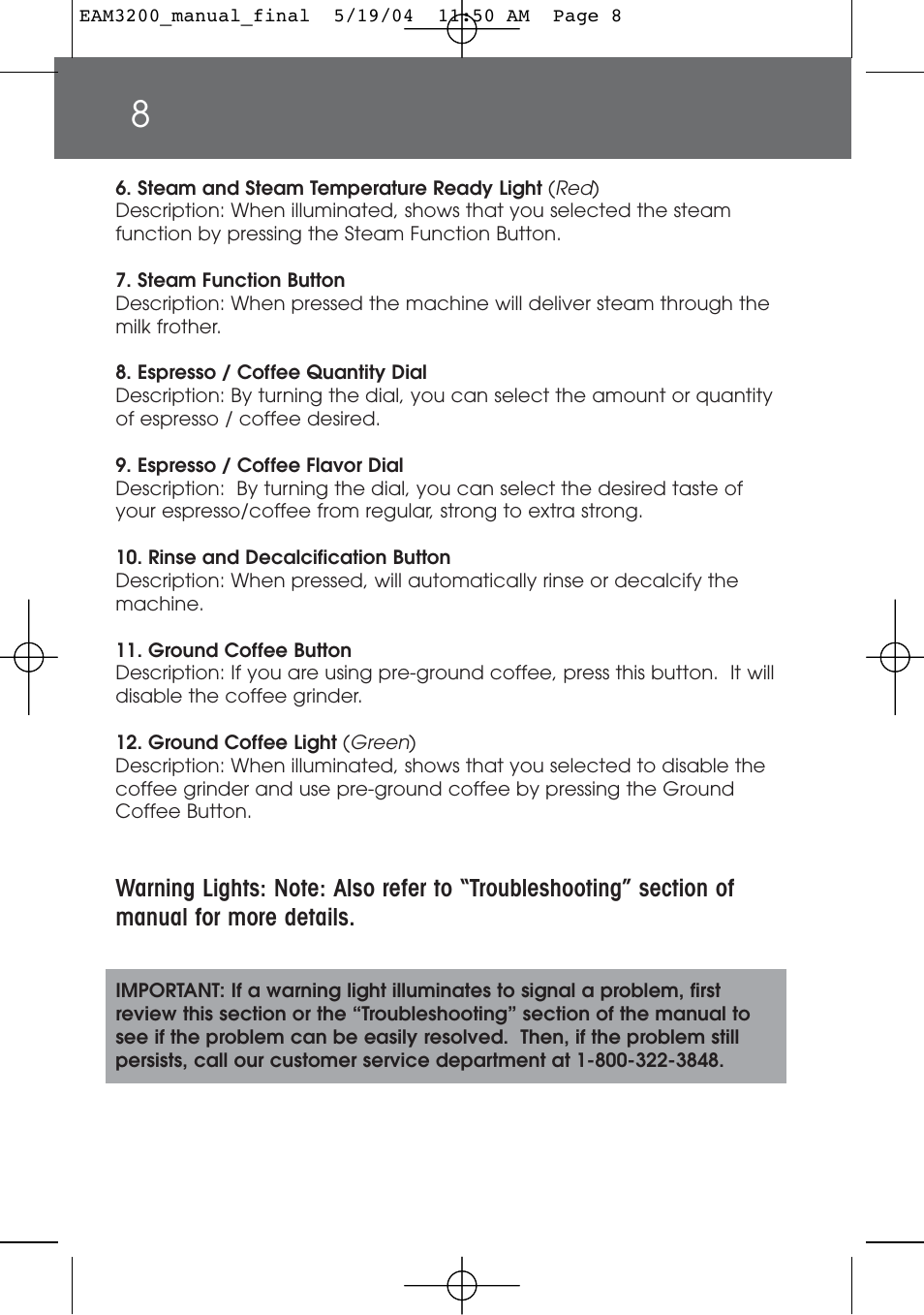 DeLonghi EAM3200 User Manual | Page 8 / 136