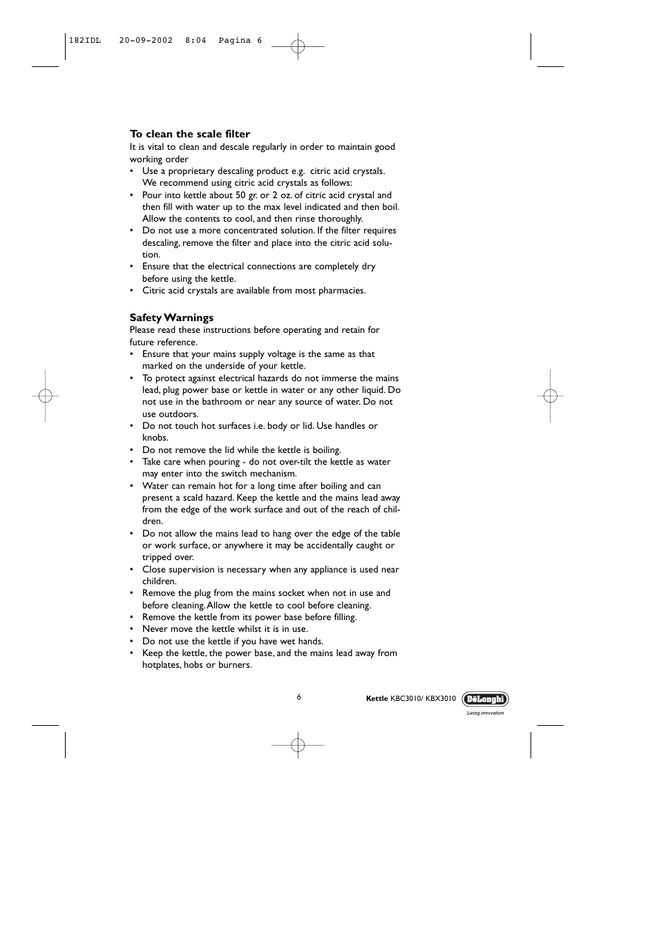 DeLonghi KBC3010 User Manual | Page 6 / 8
