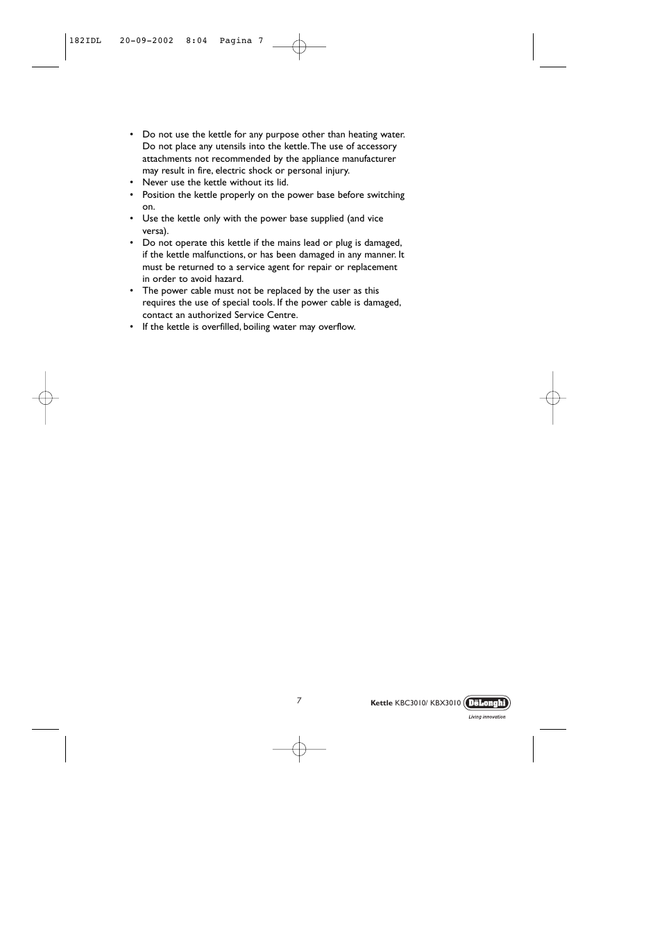 DeLonghi KBC3010 User Manual | Page 7 / 8