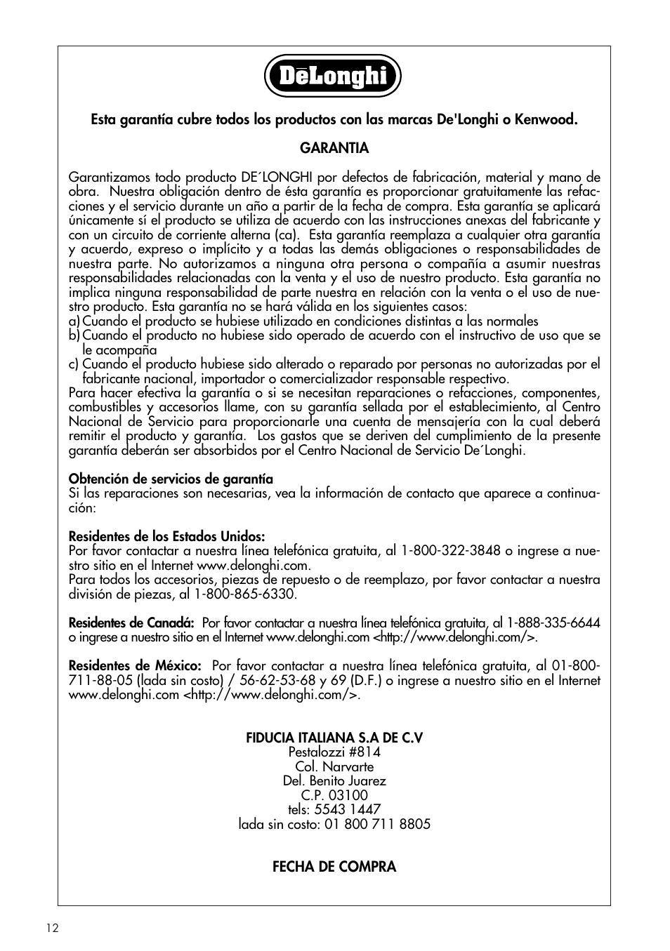 DeLonghi DCH1030 User Manual | Page 12 / 16