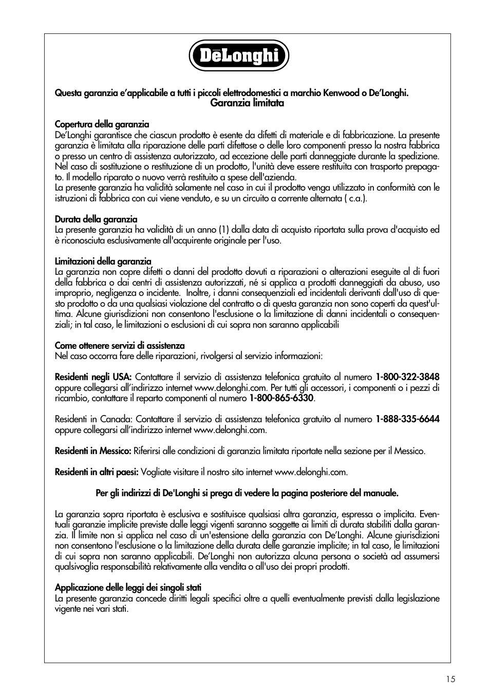 DeLonghi DCH1030 User Manual | Page 15 / 16