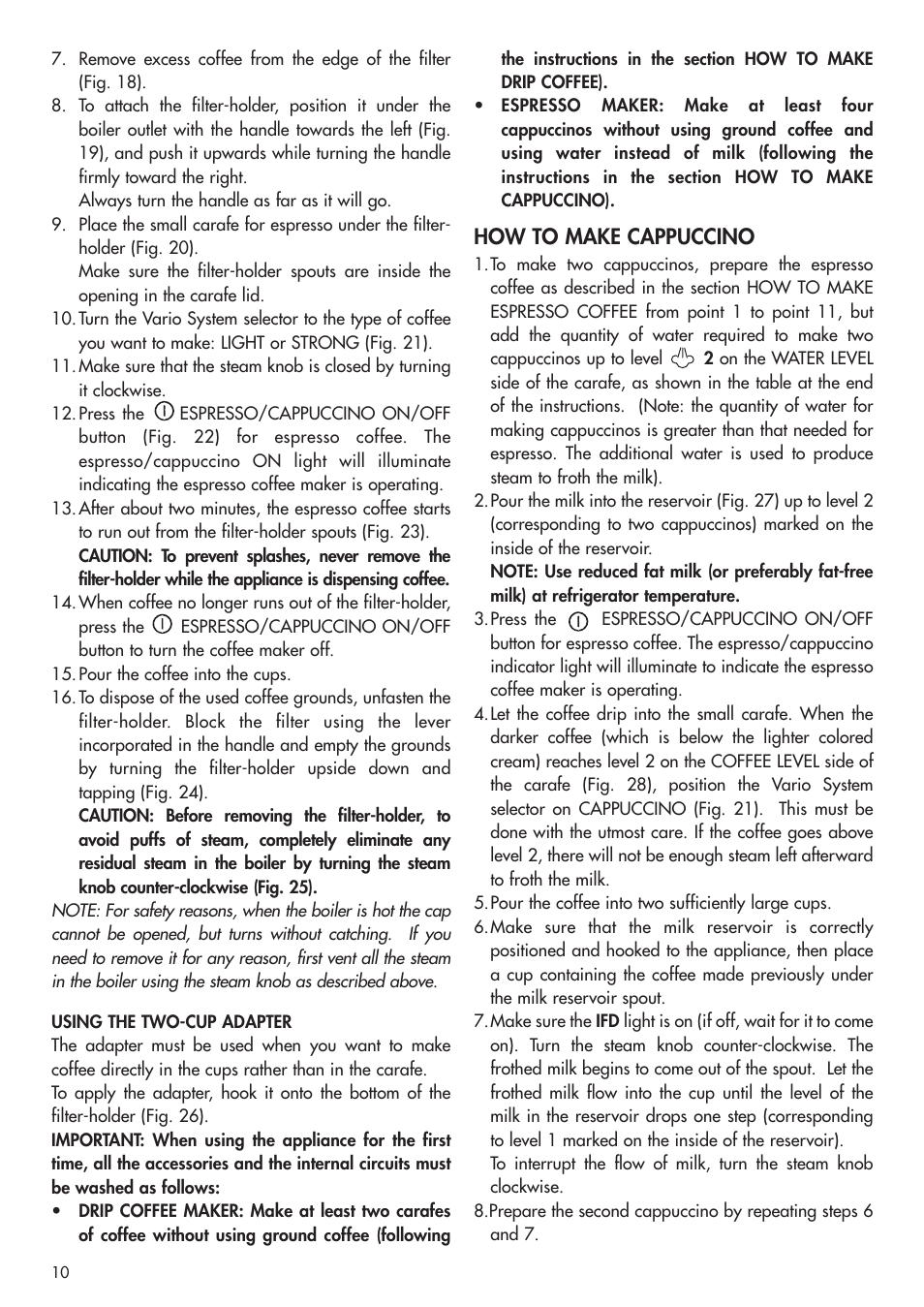 How to make cappuccino | DeLonghi BCO130T User Manual | Page 9 / 13