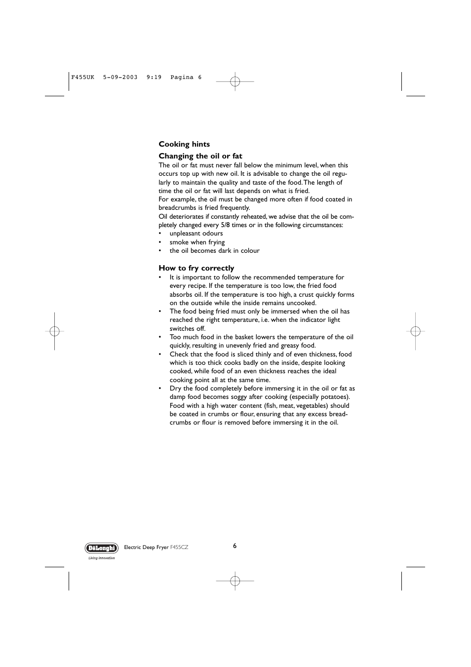 DeLonghi F455 CZ User Manual | Page 6 / 12