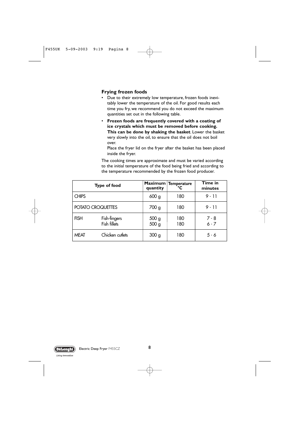 DeLonghi F455 CZ User Manual | Page 8 / 12