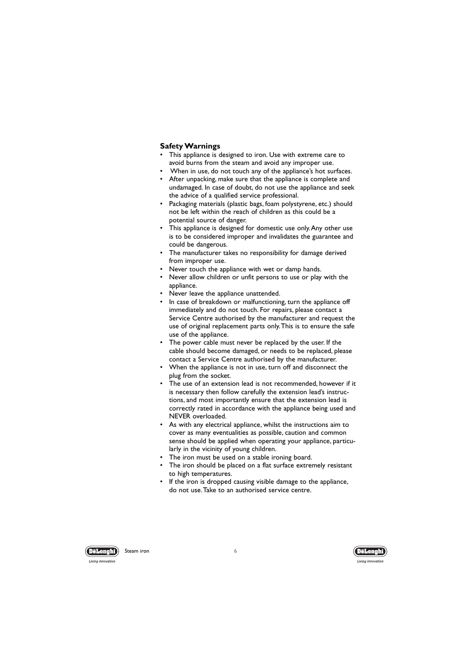 DeLonghi FHX3 User Manual | Page 6 / 8