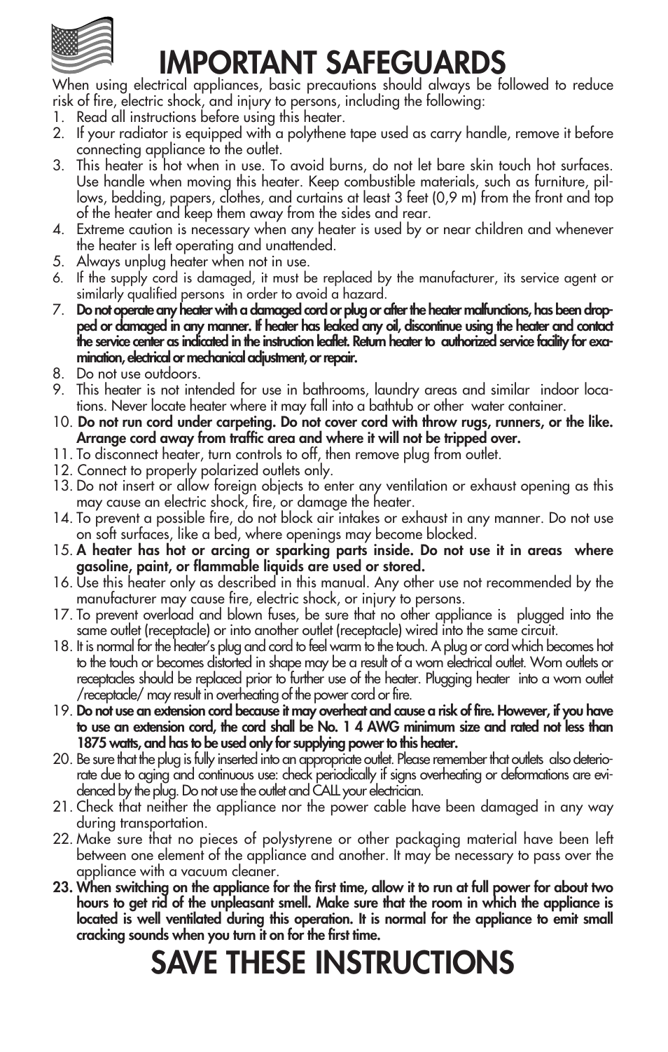 Important safeguards, Save these instructions | DeLonghi EW0715W User Manual | Page 2 / 23