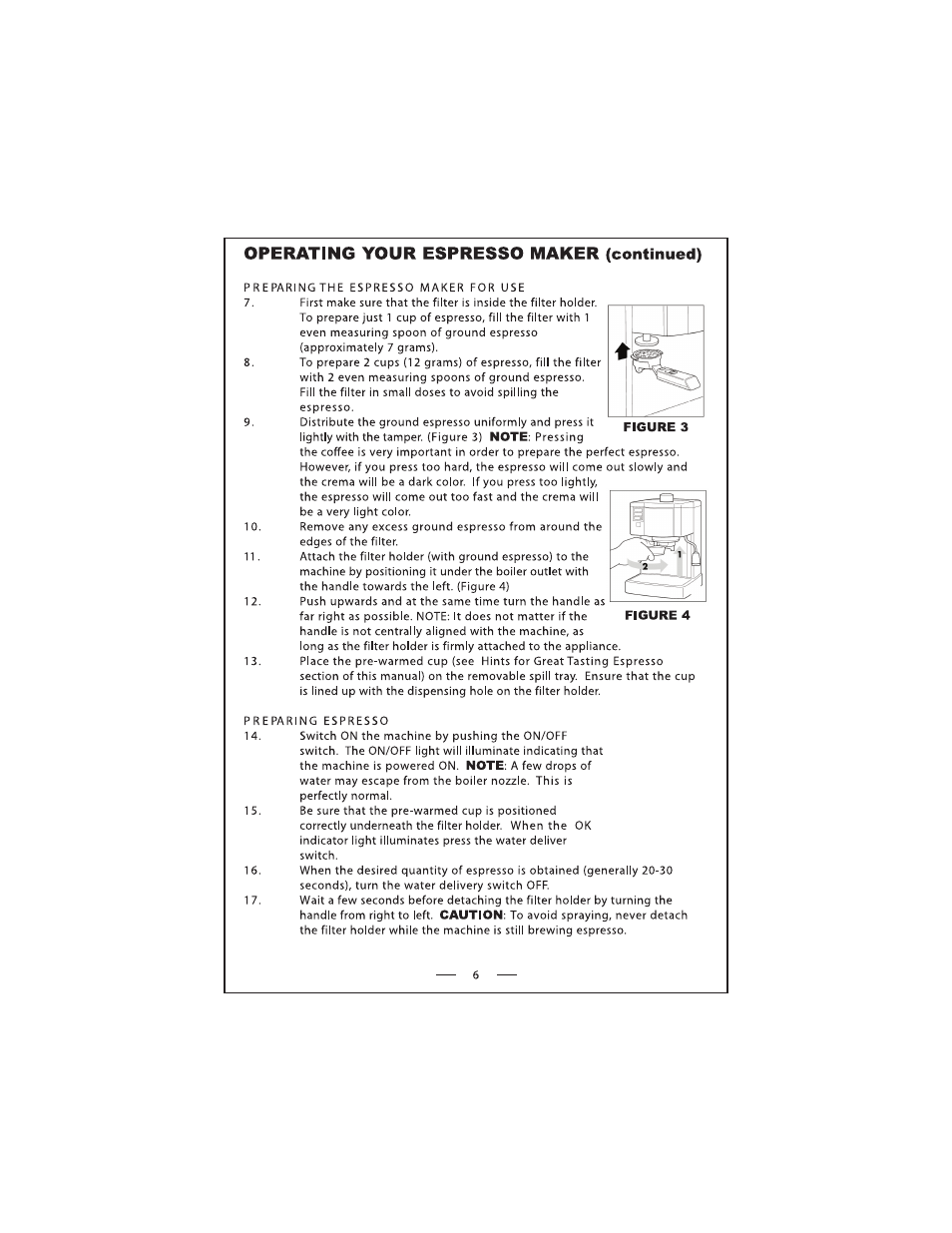 Operating your espresso maker (continued) | DeLonghi EC 140 Series User Manual | Page 6 / 12