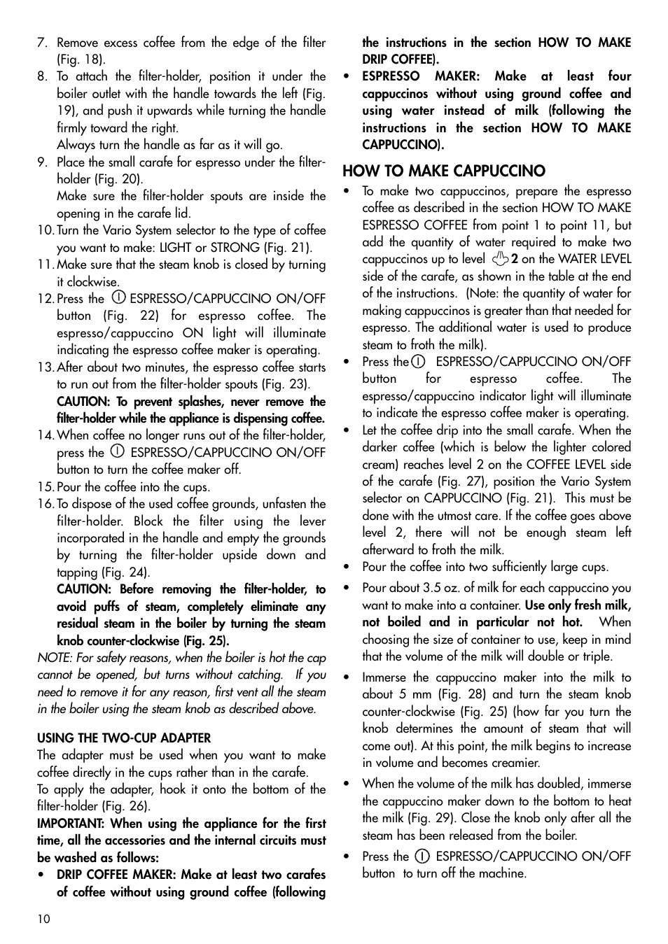 How to make cappuccino | DeLonghi BCO120T User Manual | Page 10 / 41