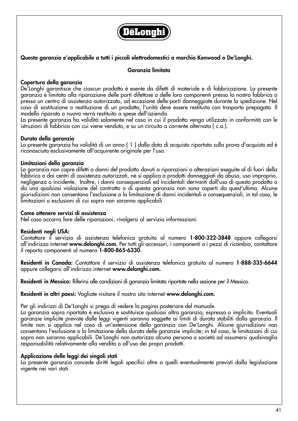 DeLonghi BCO120T User Manual | Page 41 / 41