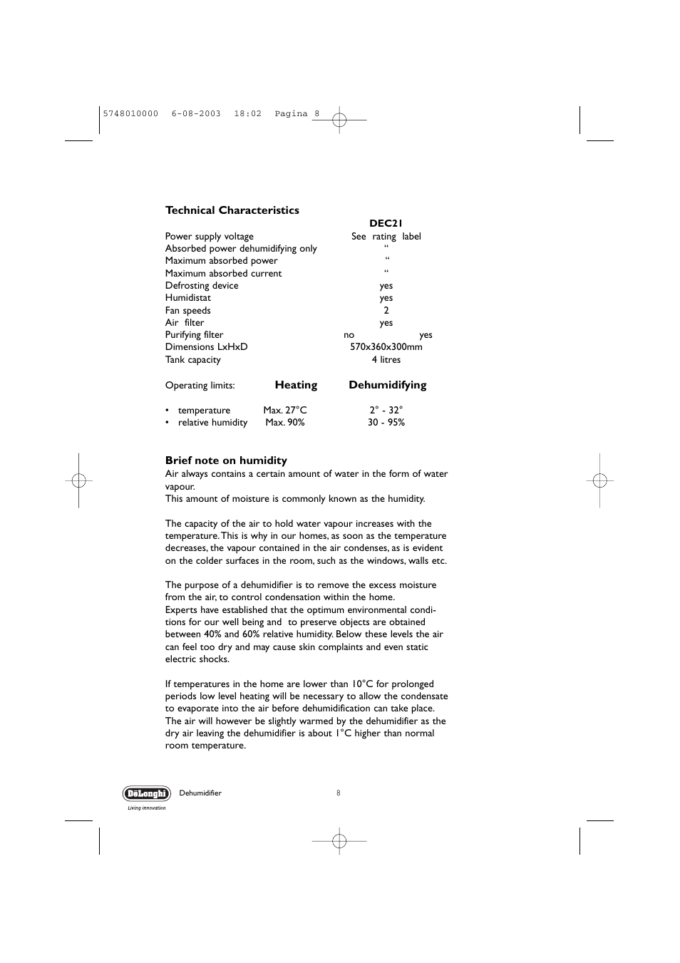 DeLonghi DEC 21 User Manual | Page 8 / 12