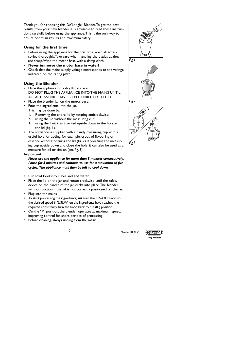 DeLonghi KF8150M User Manual | Page 3 / 11