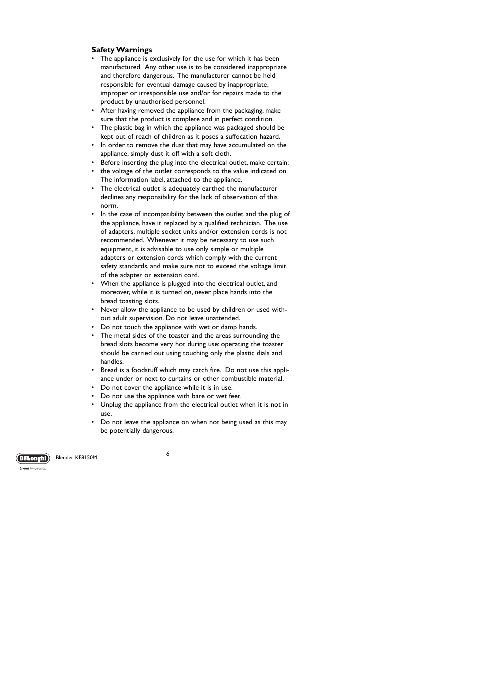 DeLonghi KF8150M User Manual | Page 6 / 11