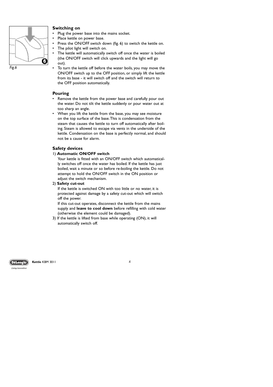 DeLonghi KBM3011 User Manual | Page 4 / 9