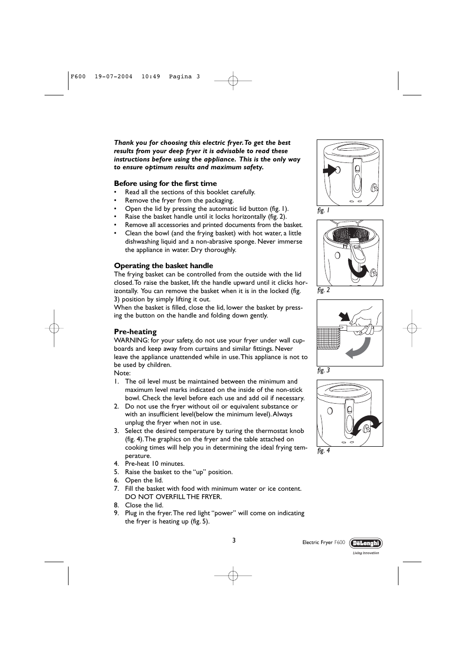 DeLonghi F600 User Manual | Page 3 / 11