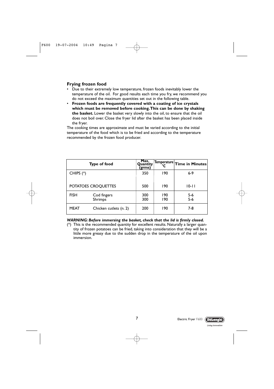 DeLonghi F600 User Manual | Page 7 / 11