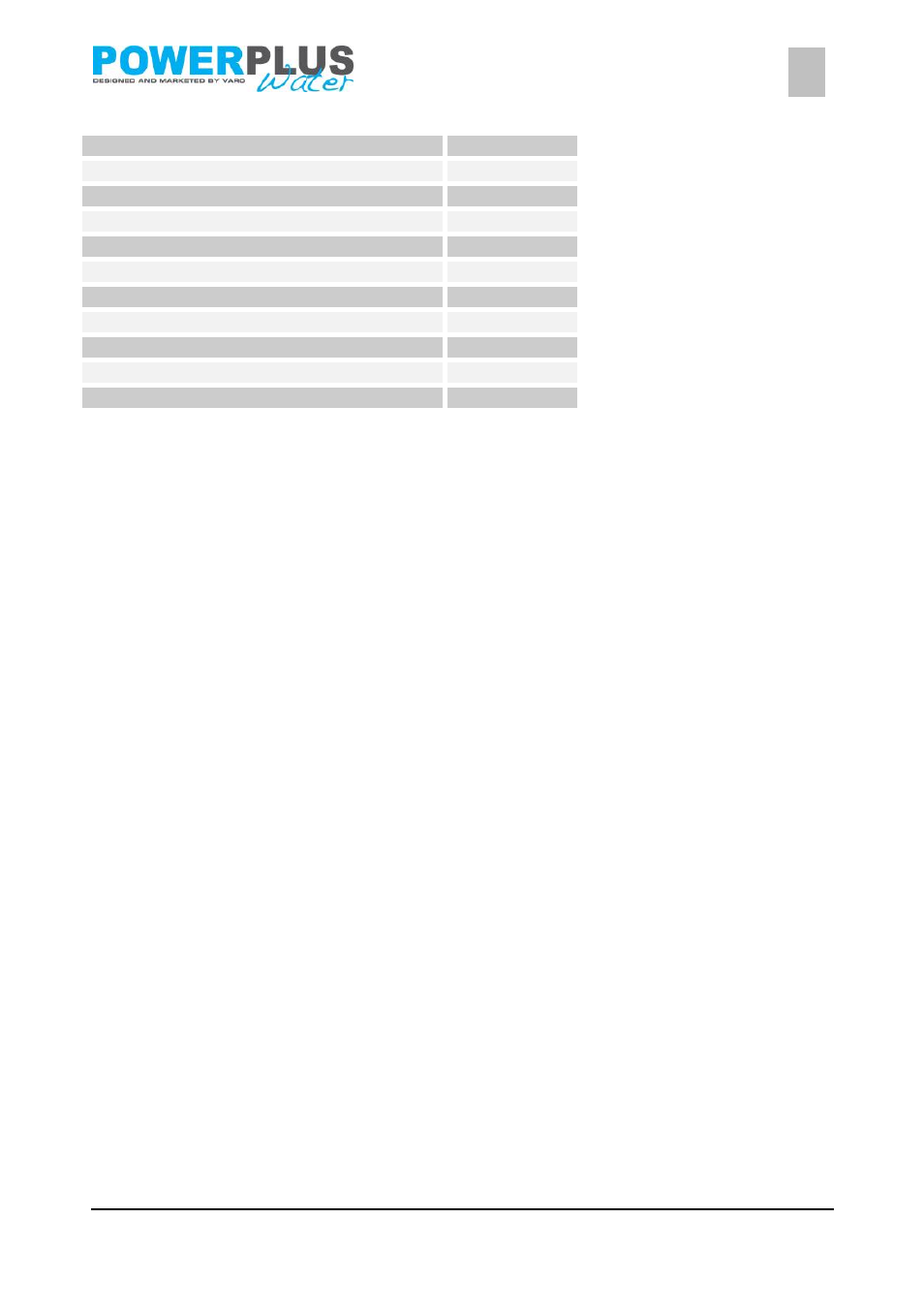 Technical data | Powerplus POW67920 SUBMERSIBLE PUMP 750W EN User Manual | Page 6 / 9
