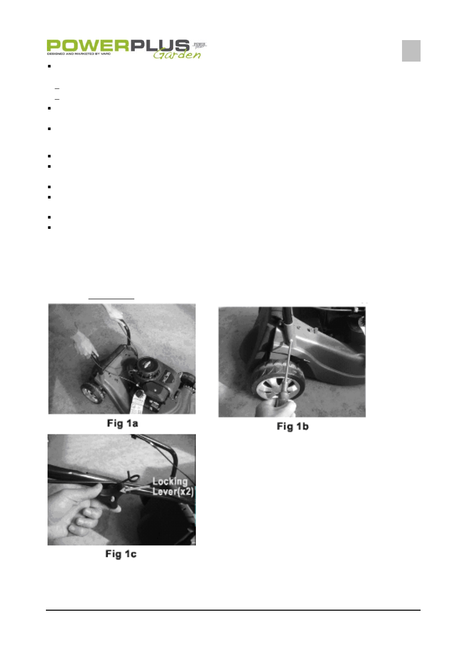 Maintenance and storage, Assembly, Folding handle | Pow63753 | Powerplus POW63753 LAWNMOWER 118CC 400MM EN User Manual | Page 6 / 18