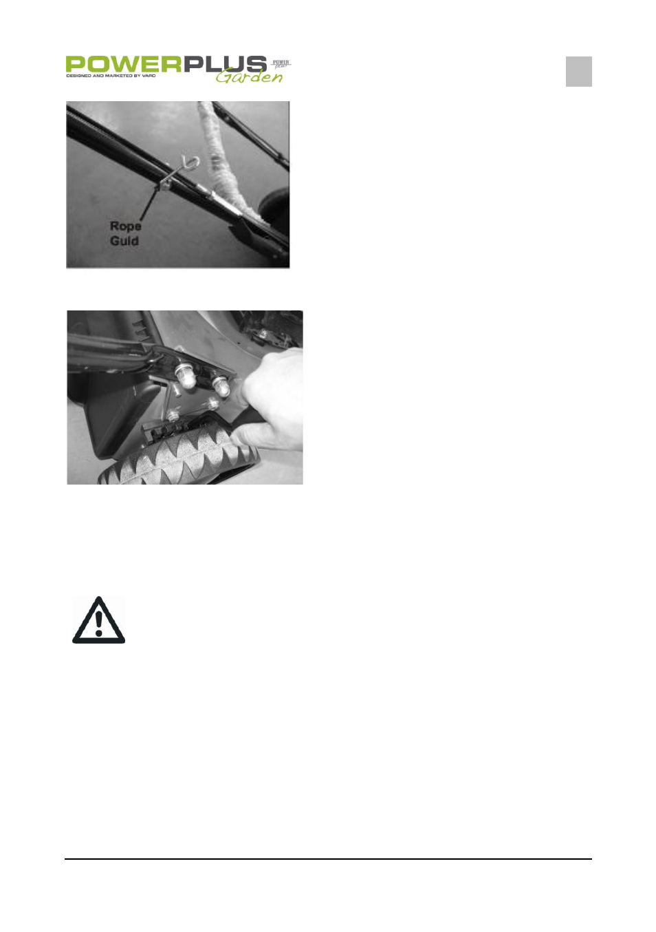 Starter handle, Height of cut, Operation | Before starting, To start engine and engage blade | Powerplus POW63753 LAWNMOWER 118CC 400MM EN User Manual | Page 8 / 18