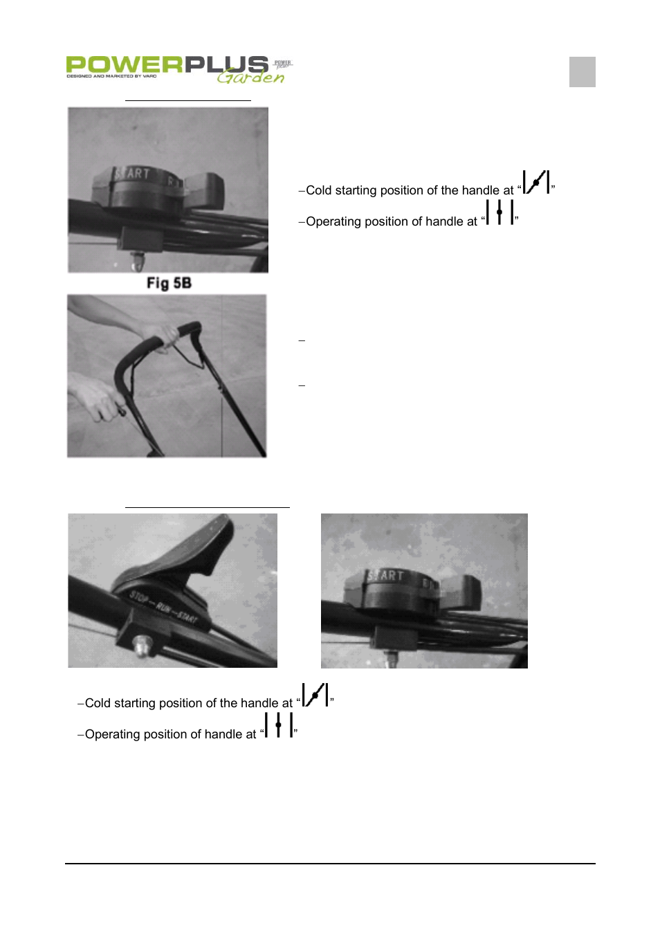 Start-run (pow63753), Start-run (pow63757-63760), Pow637 | Powerplus POW63753 LAWNMOWER 118CC 400MM EN User Manual | Page 9 / 18