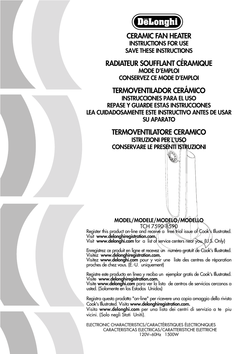 DeLonghi TCH 7590-8590 User Manual | 8 pages