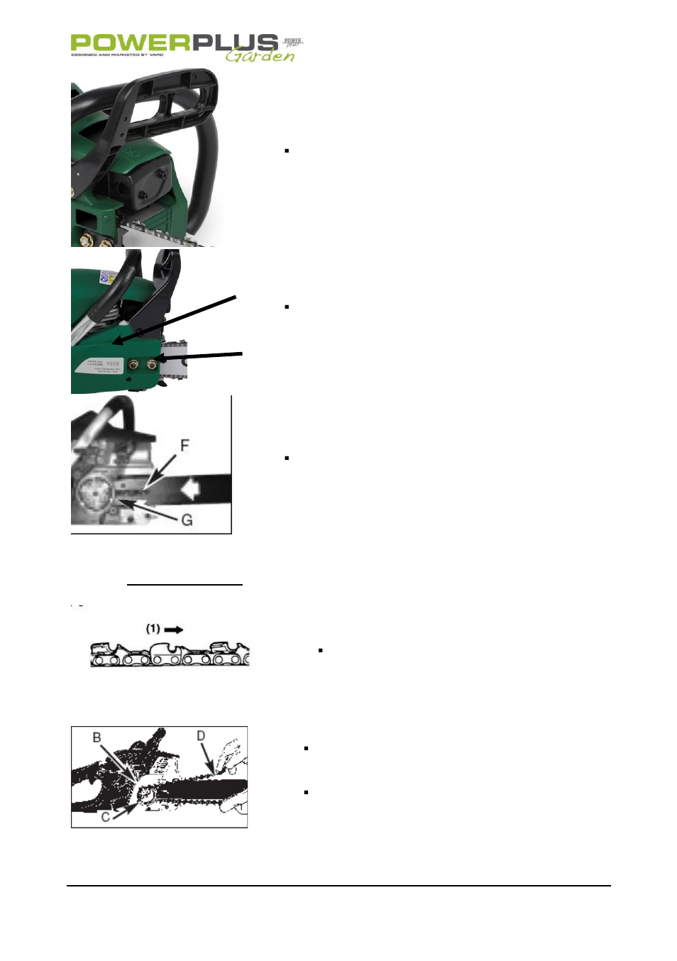 To install saw chain | Powerplus POW64115 CHAINSAW 37.2CC 406MM EN User Manual | Page 8 / 29