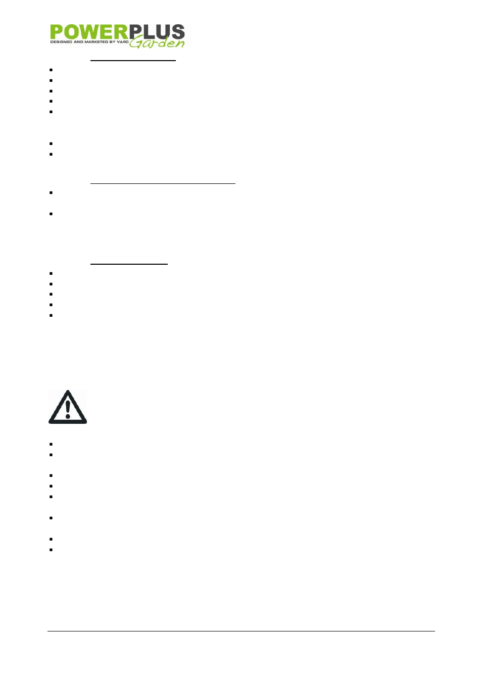 Fire and burn hazard, Carbon monoxide poisoning hazard, Operation on slope | Petrol safety warnings, Unpacking and assembly, Unpack cultivator | Powerplus POW6471 CULTIVATOR 140CC EN User Manual | Page 6 / 10