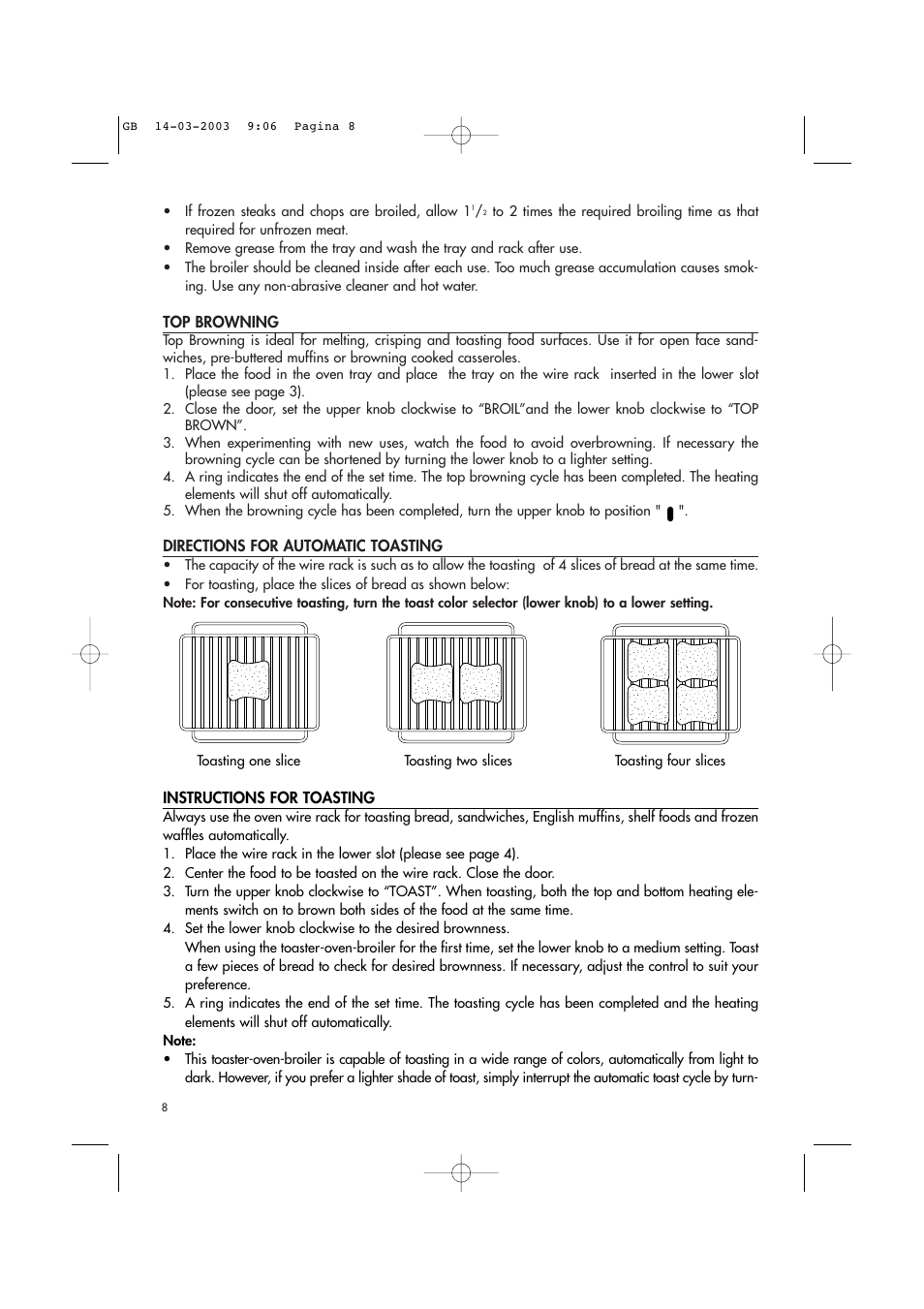 DeLonghi Toaster-Oven-Broiler User Manual | Page 8 / 10