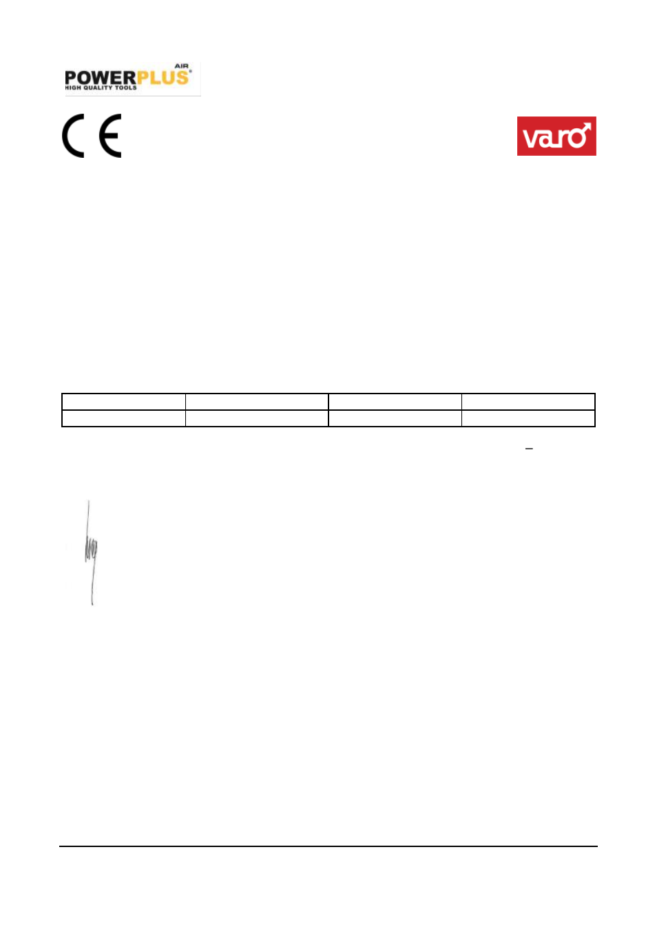 Declaration of conformity | Powerplus POWAIR0020 PNEUMATIC TOOL SET 5PCS EN User Manual | Page 7 / 7