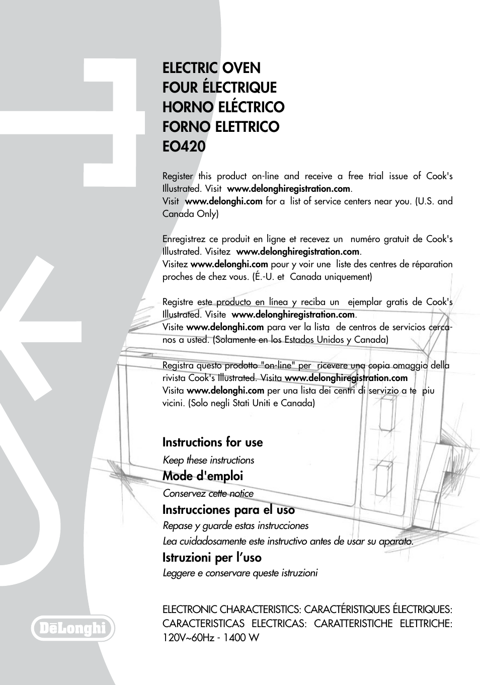 DeLonghi EO420 User Manual | 10 pages