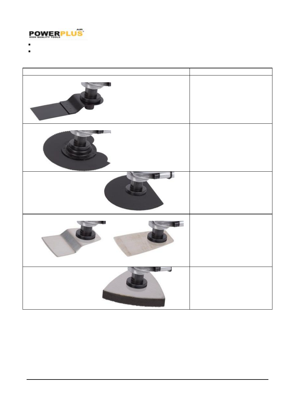 Selecting the application tool/accessory | Powerplus POWAIR0805 PNEUMATIC MULTI-USE TOOL EN User Manual | Page 7 / 10