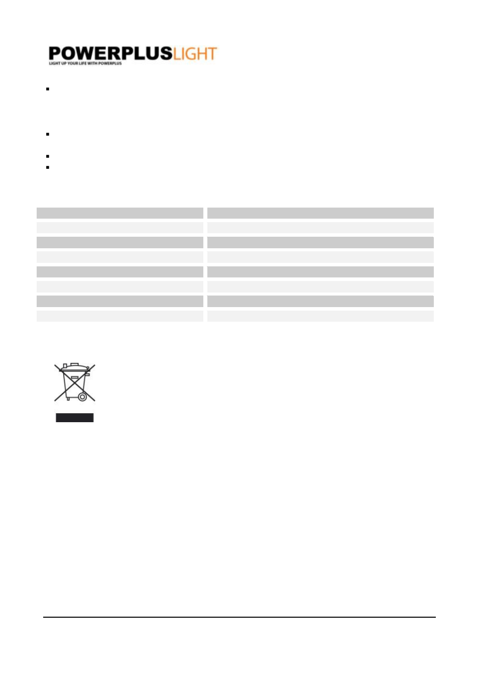 6using the floodlight, 7fixing and changing a halogen tube, 8specification | 9environment | Powerplus POWLI020 HALOG EN FLOODLIGHT 500W EN User Manual | Page 2 / 2