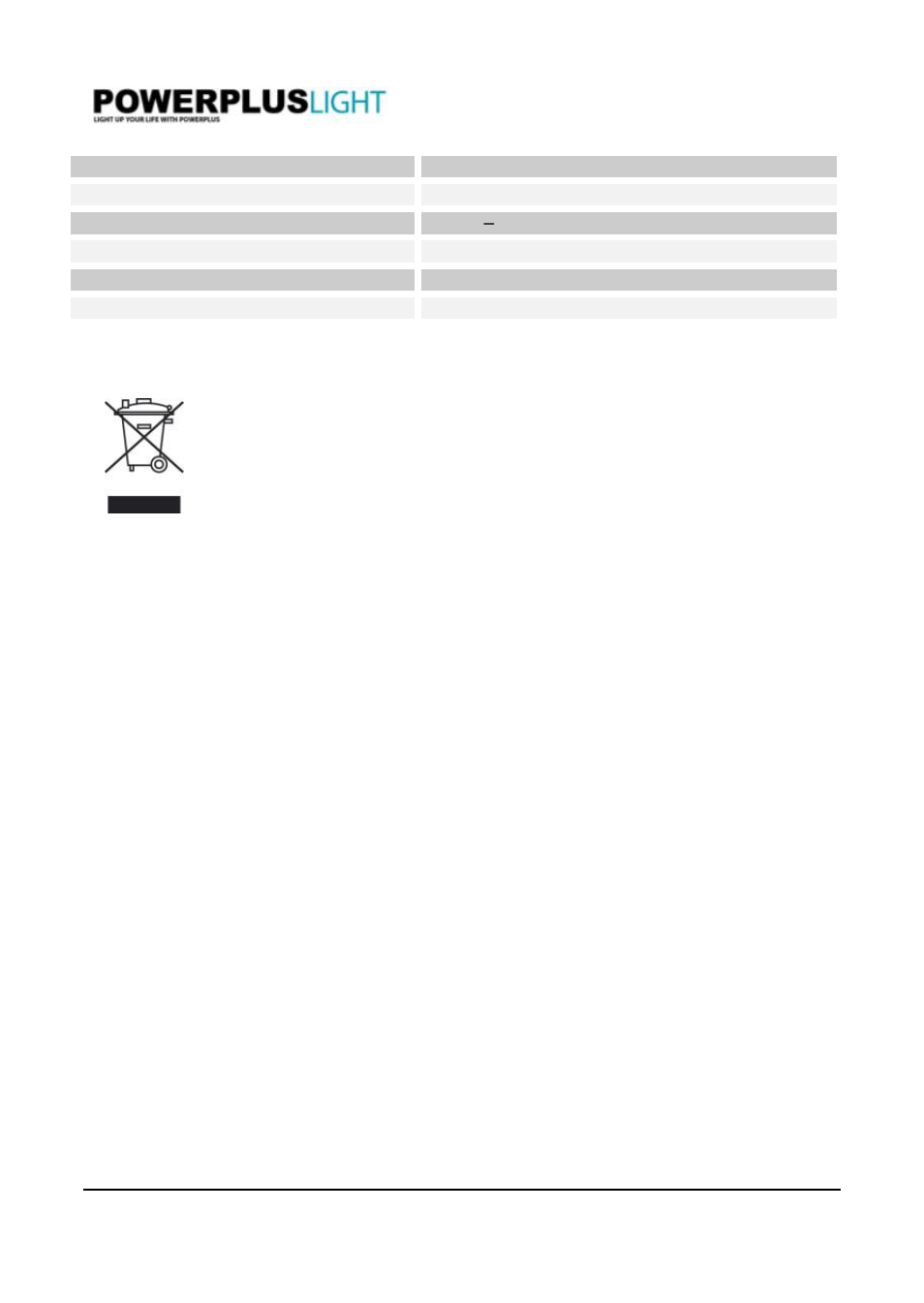 6specifications, 7environment | Powerplus POWLI213 PORTABLE LED FLOODLIGHT 3W EN User Manual | Page 2 / 2