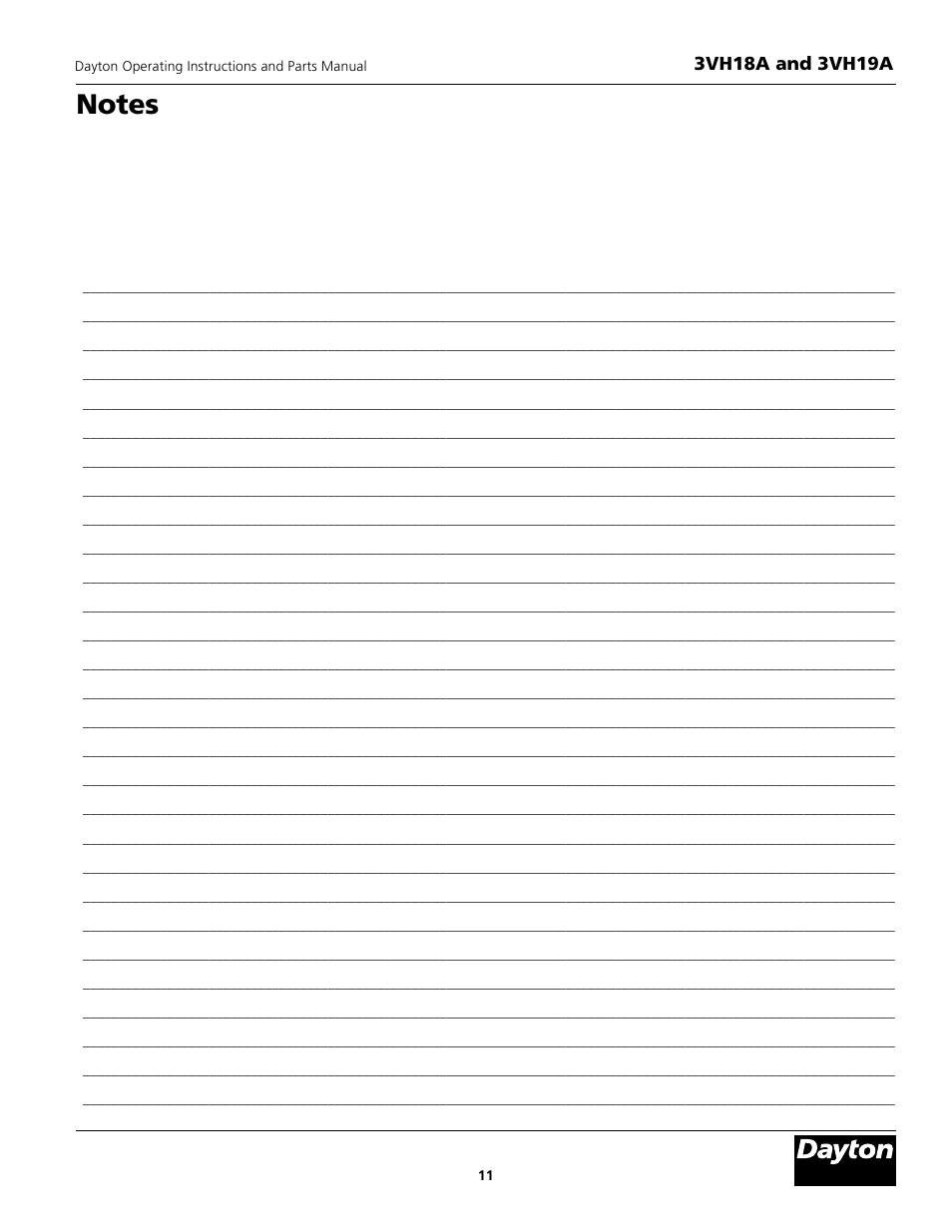 Dayton 3VH19A User Manual | Page 11 / 12