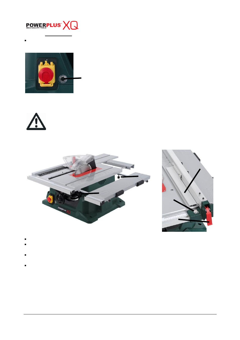 Overload protection (fig 18), Using the table extension wings (fig19, fig 20), Ripping (fig 21) | Switching off, Ab c d | Powerplus POWXQ5360 TABLE SAW 1800W 254MM EN User Manual | Page 14 / 22