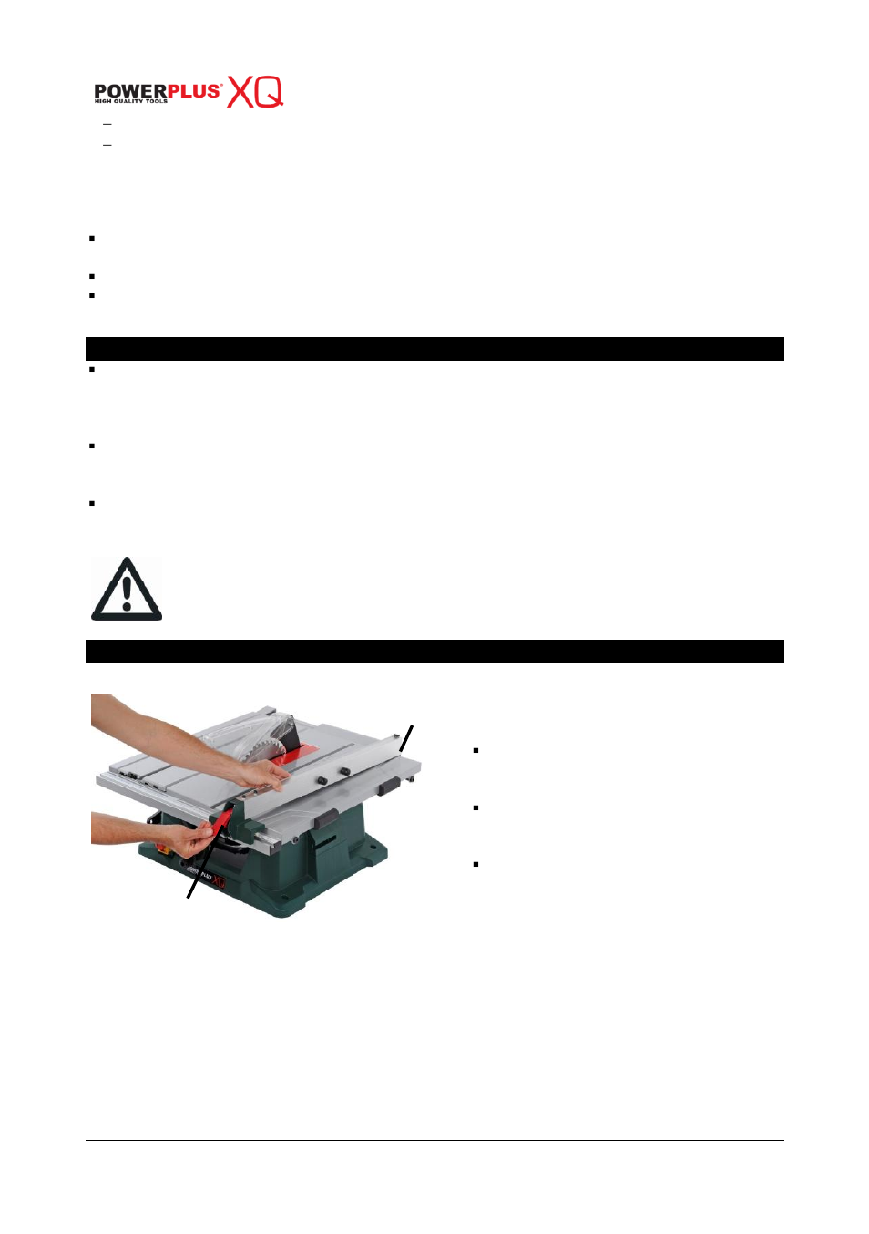 Guidelines for using extension cords, Assembly, Rip fence (fig. 1) | Auxiliary rip fence (fig. 2, fig 3) | Powerplus POWXQ5360 TABLE SAW 1800W 254MM EN User Manual | Page 7 / 22