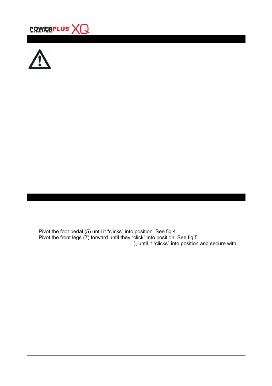 Machine-specific safety warnings, Assembly, Assembly instructions | Folding instructions, Powxq9100, 4 machine-specific safety warnings, 5 assembly | Powerplus POWXQ9100 CLAMPING STAND JAWZILLA EN User Manual | Page 3 / 5