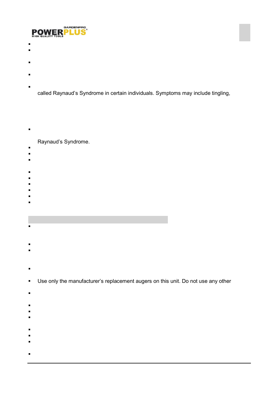 Machine-specific safety warnings, Powxg5025, 6 machine-specific safety warnings | Powerplus POWXG5025 EARTH AUGER 42,7CC EN User Manual | Page 5 / 10