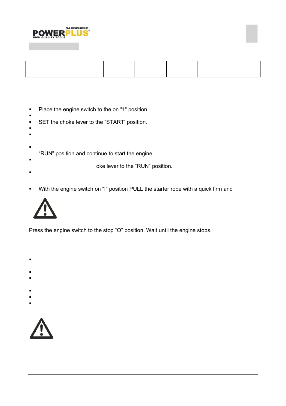 Operation, Fuel mixture, To start a cold engine (fig 3) | To start a warm engine, To stop the engine (fig 4), Operating the earth auger (fig 5), Powxg5025, 8 operation | Powerplus POWXG5025 EARTH AUGER 42,7CC EN User Manual | Page 7 / 10
