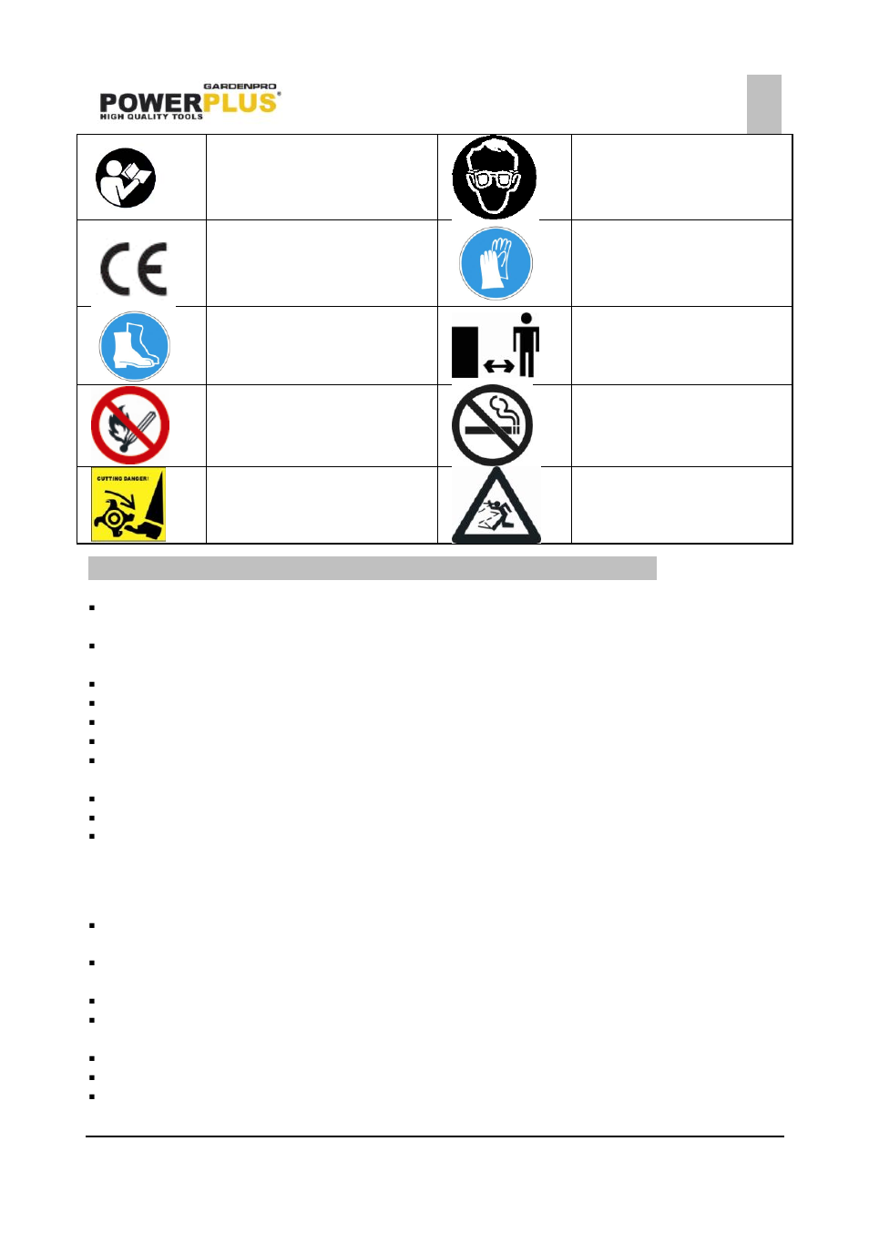 Additional safety warnings for cultivators, Operator responsibility, Powxg7203 | 5 additional safety warnings for cultivators | Powerplus POWXG7203 CULTIVATOR 148CC EN User Manual | Page 4 / 10