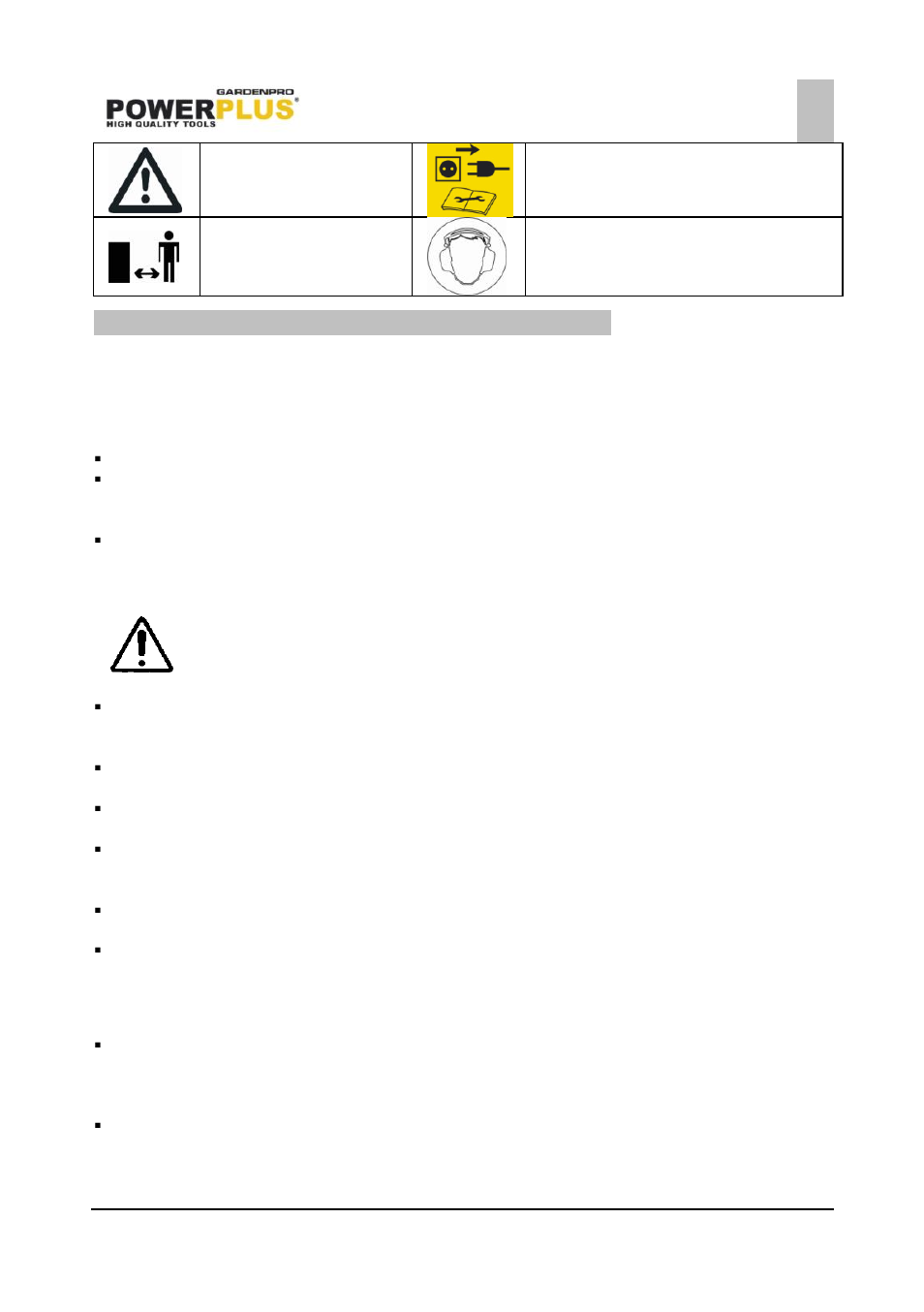 General power tool safety warnings, Working area, Electrical safety | Personal safety, Powxg7510, 4 general power tool safety warnings | Powerplus POWXG7510 LAWN SCARIFIER 1700W EN User Manual | Page 3 / 8