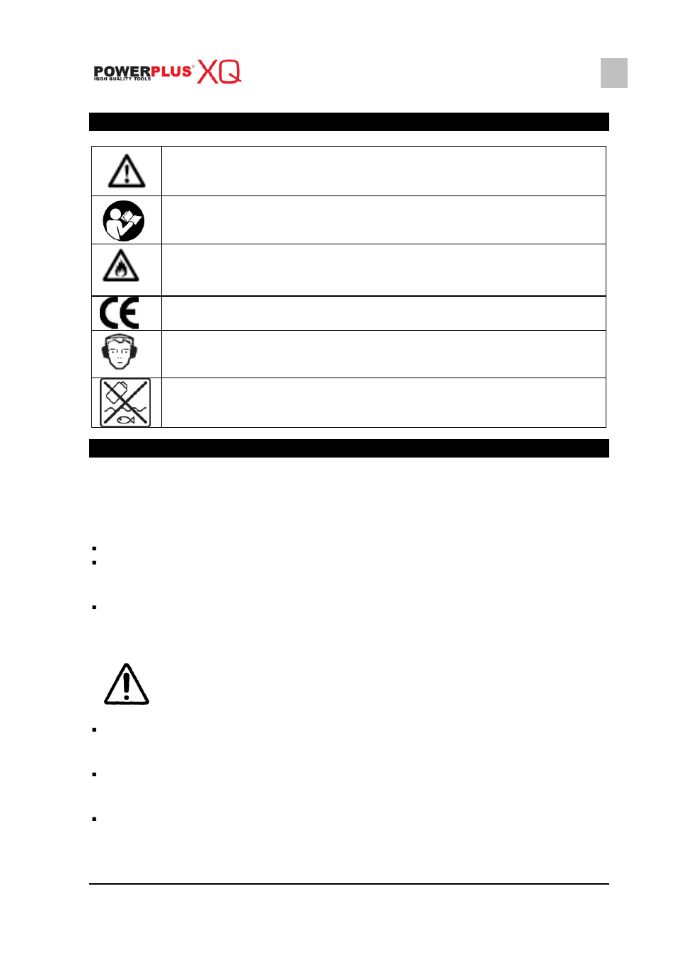 Symbols, General power tool safety warnings, Work area | Electrical safety | Powerplus POWXQ5234 IMPACT DRILL 18V EN User Manual | Page 4 / 13