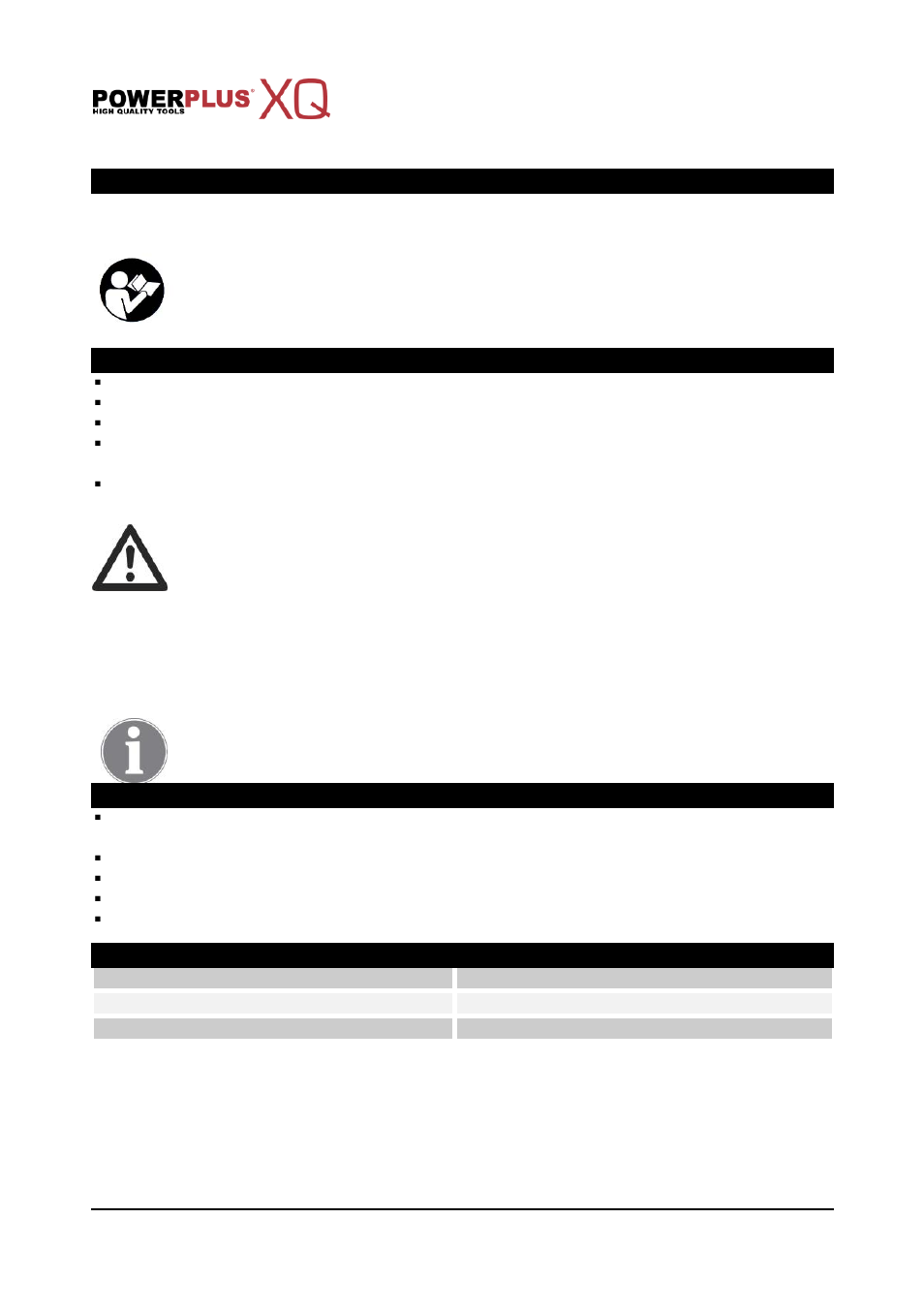 Application, Package content list, General power tool safety warnings | Technical details | Powerplus POWXQ53300T SUPPORT STAND POWXQ5330/5335/5353 EN User Manual | Page 2 / 2