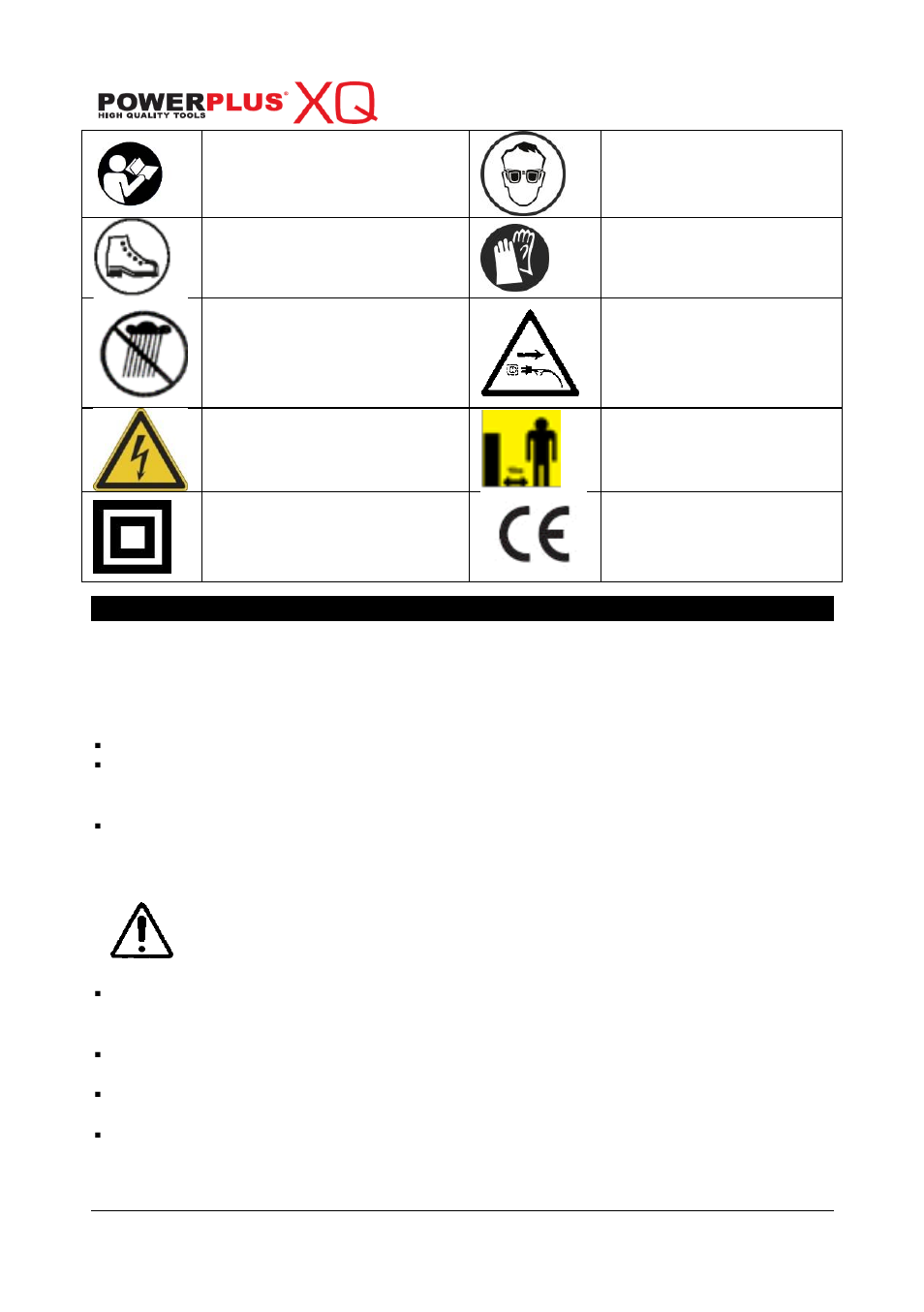 General safety warnings, Working area, Electrical safety | Powxqg4040, 5 general safety warnings | Powerplus POWXQG4040 CHAINSAW 2400W 405MM EN User Manual | Page 4 / 18