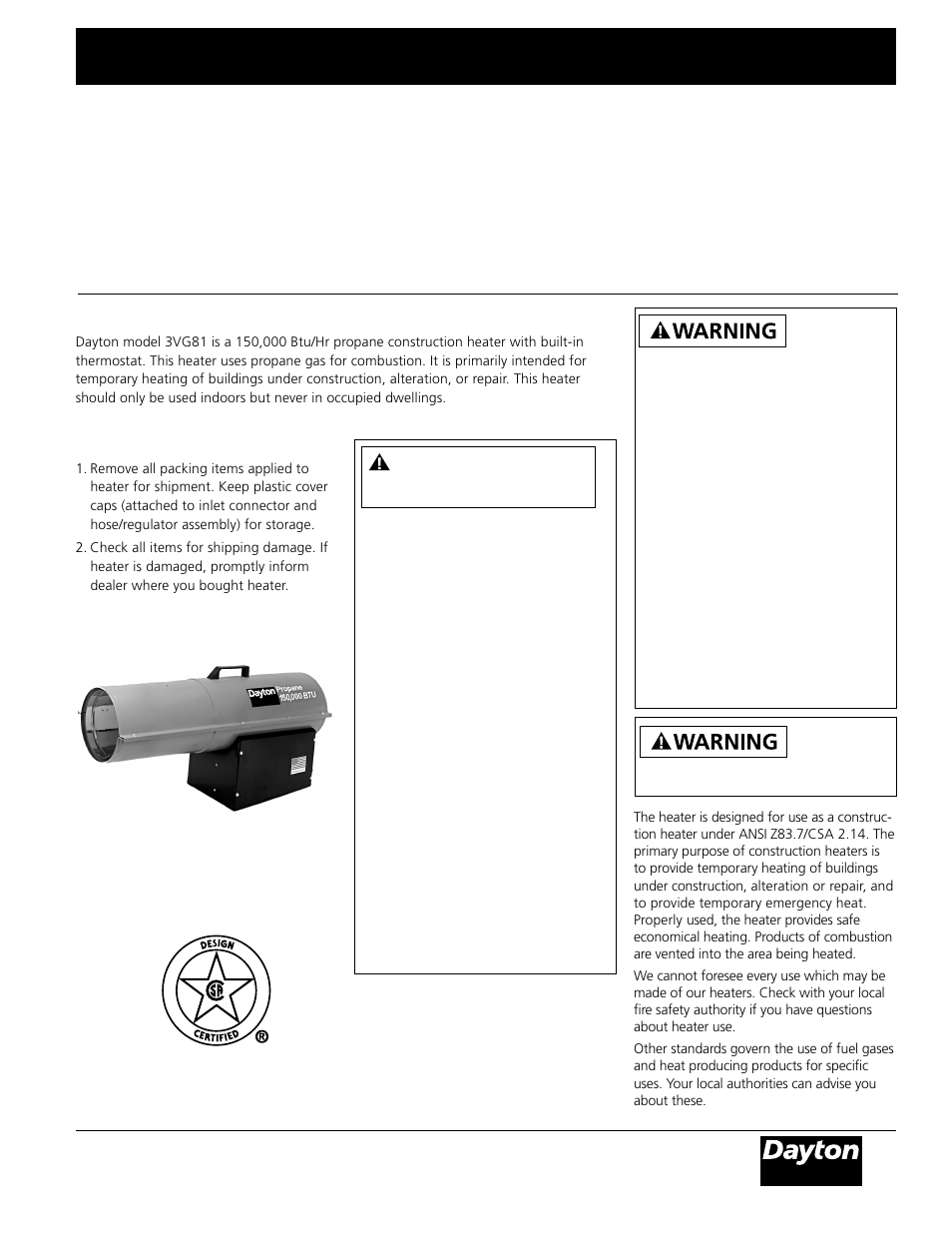 Dayton 3VG81 User Manual | 10 pages