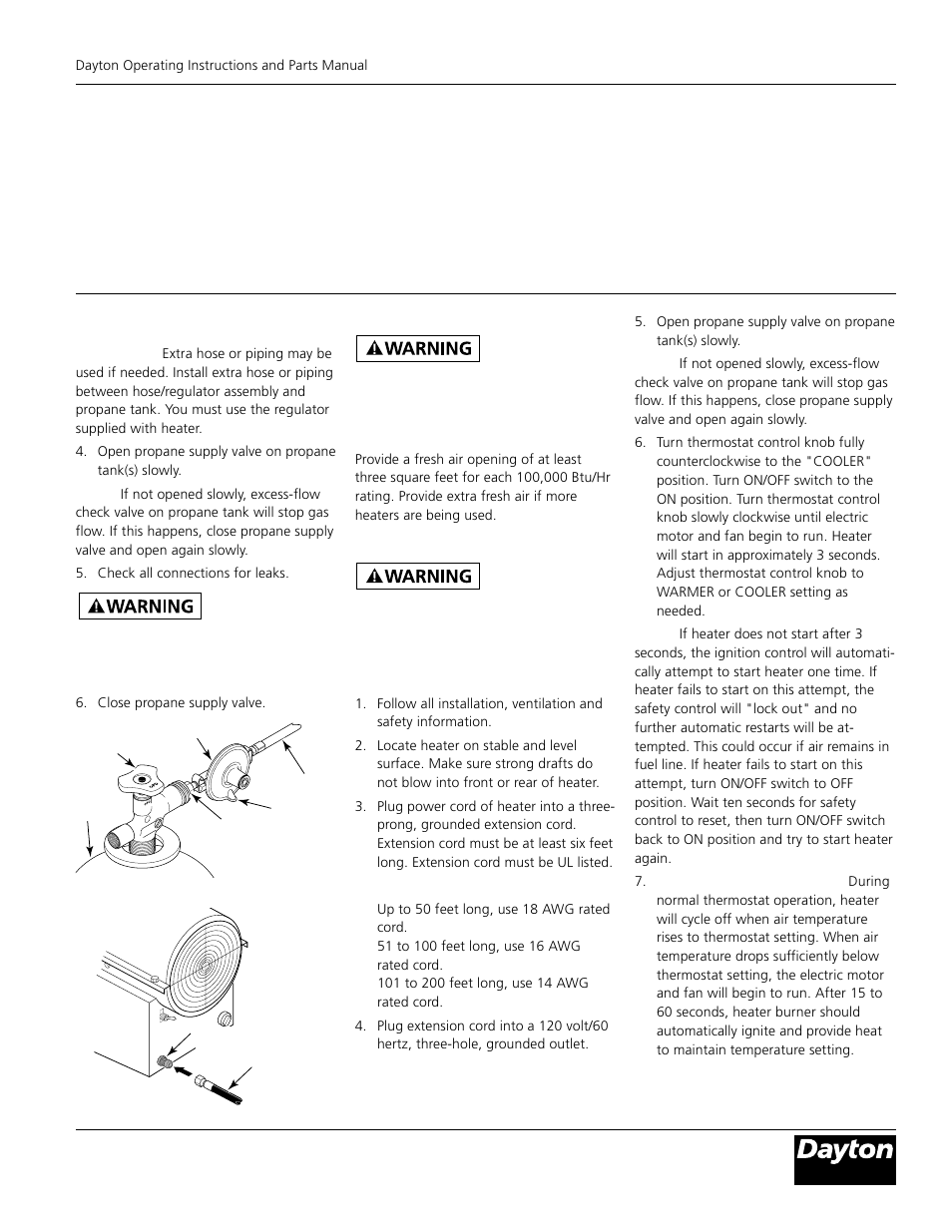 Model 3vg81, Installation (continued), Ventilation | Operation | Dayton 3VG81 User Manual | Page 5 / 10