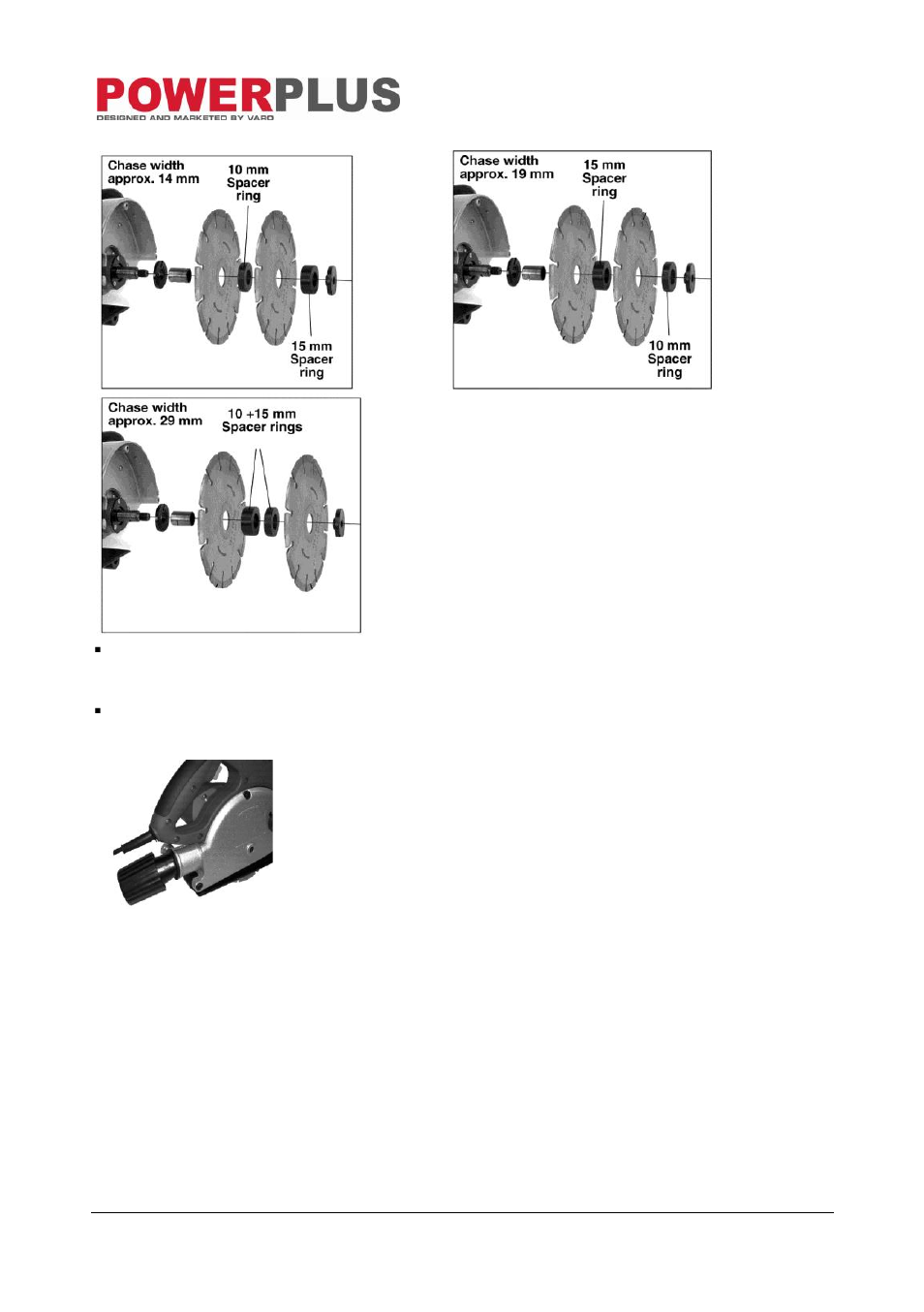 Adjusting the chase width, Dust extraction | Powerplus POW222 WALL SLOTTER 1700W EN User Manual | Page 6 / 9