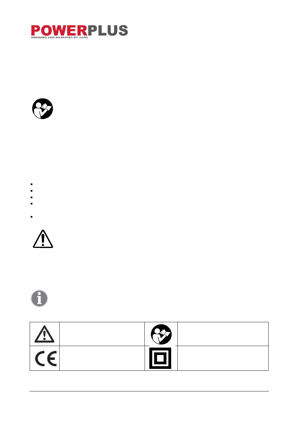 Application, Description (fig. 1), Package content list | Symbols | Powerplus POW30546 HAMMER DRILL 1200W EN User Manual | Page 2 / 8