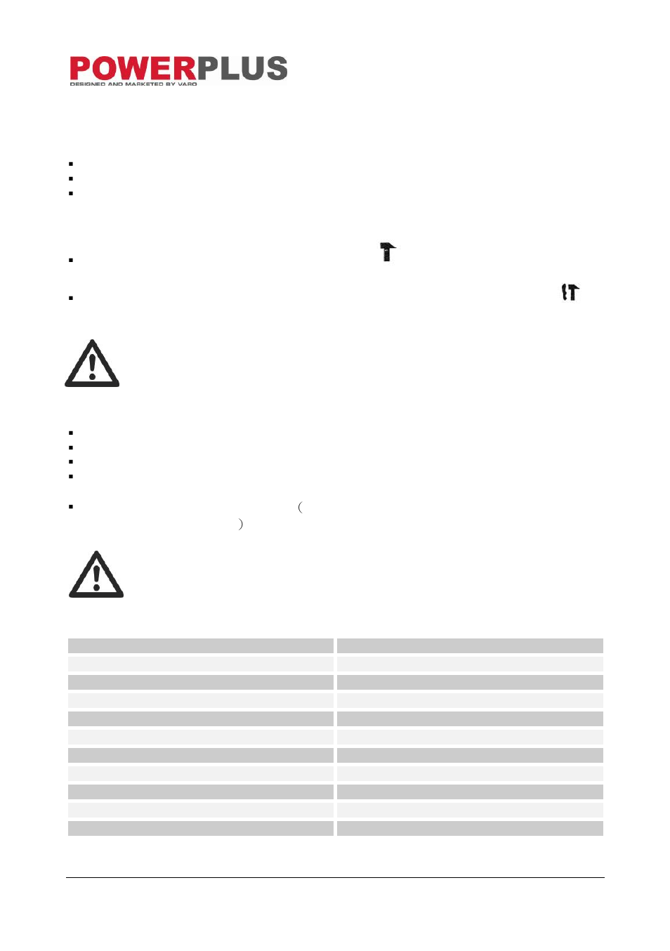 Dust collection device (fig 6), Hammer stop, Drill stop (fig 7) | Cleaning and maintenance, Technical data | Powerplus POW30546 HAMMER DRILL 1200W EN User Manual | Page 6 / 8